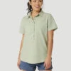 Wrangler | Ladies Reseda Green SS Button Front Popover Shirt -Western Cowboy Equipment Shop 10LAS03RS HERO