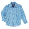 Wrangler | Boys 20X Advanced Comfort Blue Print Shirt -Western Cowboy Equipment Shop 112314923 LF01 SWLL PRD
