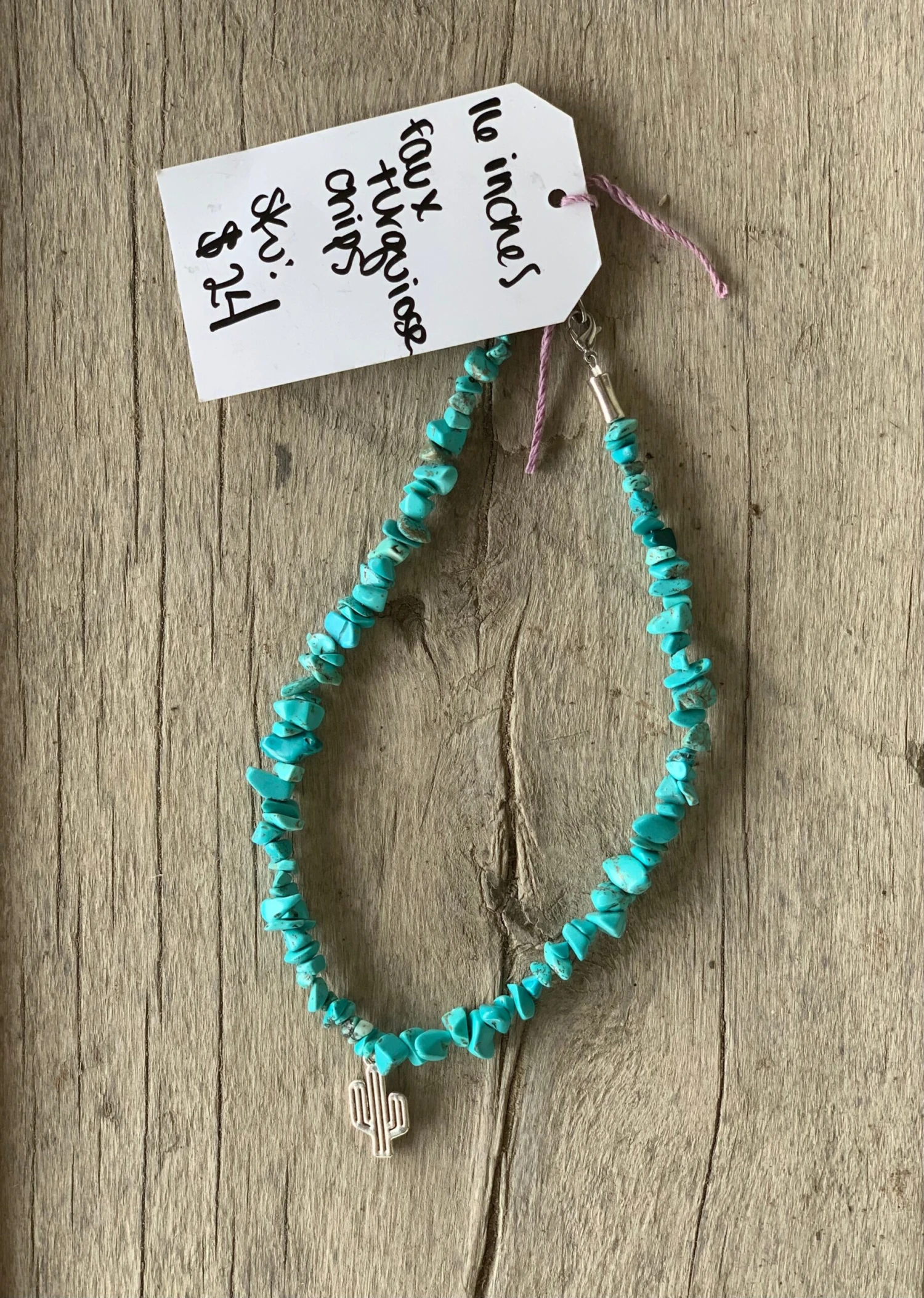 Rustic Rose Jewelry | 16” Faux Turquoise Chips & Cactus Pendent Necklace 4 Rustic Rose Jewelry | 16” Faux Turquoise Chips & Cactus Pendent Necklace - Image 2