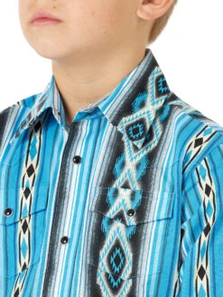 Wrangler | Boys Blue Checotah LS Shirt -Western Cowboy Equipment Shop BC1285M BD01 RWBD PRD