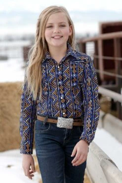Cruel Denim | Girls Navy Western Snap LS Shirt