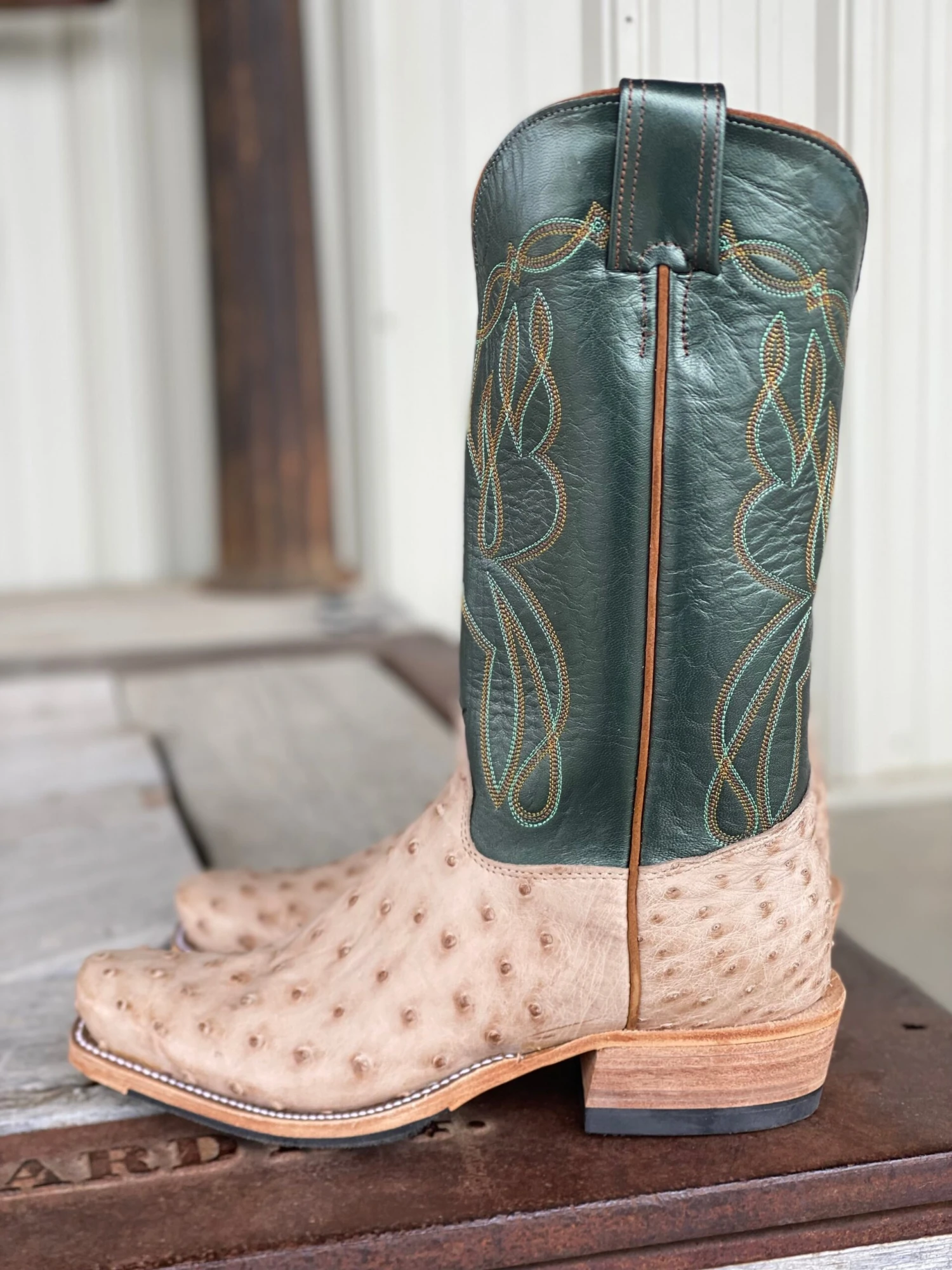 Olathe Boot Co. | Tan Vintage Bruciato Ostrich FQ Mens Boot 4 Olathe Boot Co. | Tan Vintage Bruciato Ostrich FQ Mens Boot - Image 2