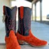 Fenoglio Boot Co. | Orange Roughout Black Smooth Italian -Western Cowboy Equipment Shop IMG 8477
