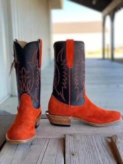 Fenoglio Boot Co. | Orange Roughout Black Smooth Italian -Western Cowboy Equipment Shop IMG 8480