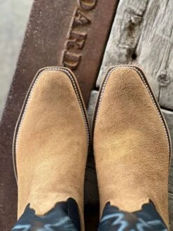 Olathe Boot Co. | Tan Newman KS Toe Tall Top Boot -Western Cowboy Equipment Shop IMG 8685 1