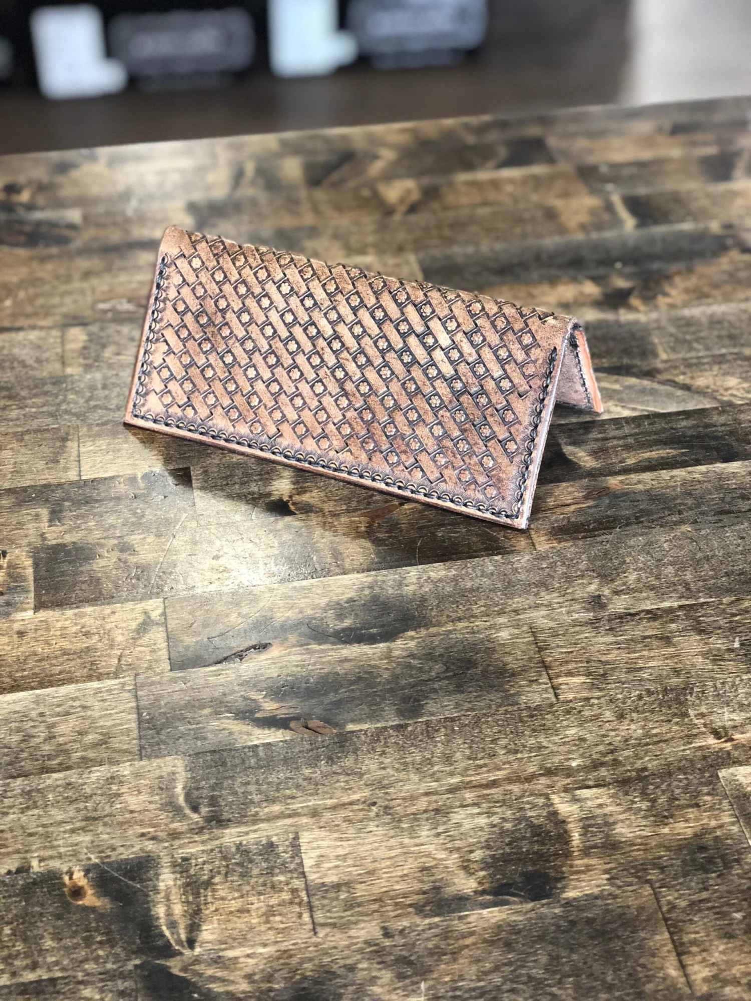 Cedar Ridge Leather | Hand Stamped Leather Checkbook Cover 3 Cedar Ridge Leather | Hand Stamped Leather Checkbook Cover