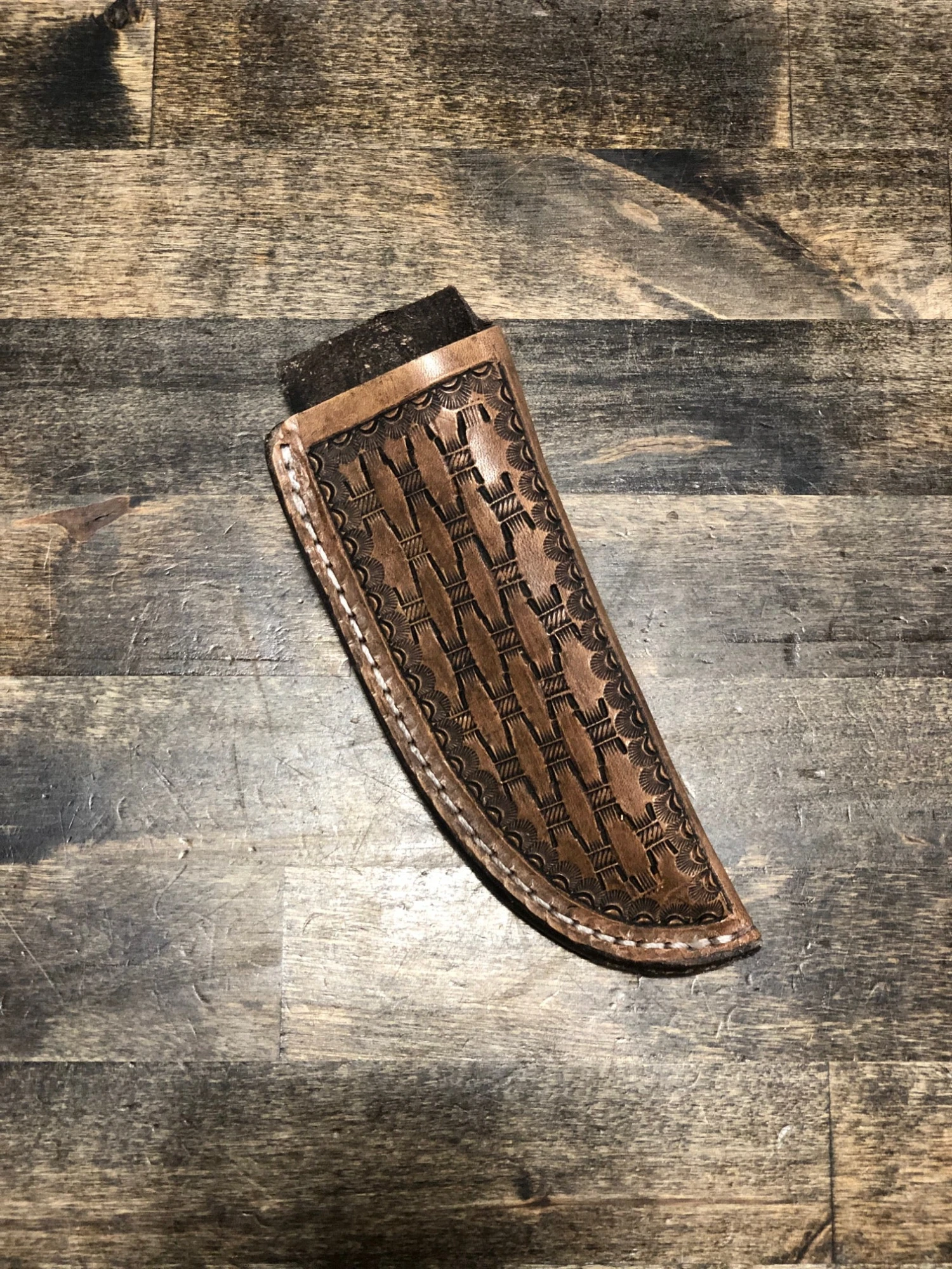 Cedar Ridge Leather | Hand Stamped Leather Vertical Knife Sheath 3 Cedar Ridge Leather | Hand Stamped Leather Vertical Knife Sheath