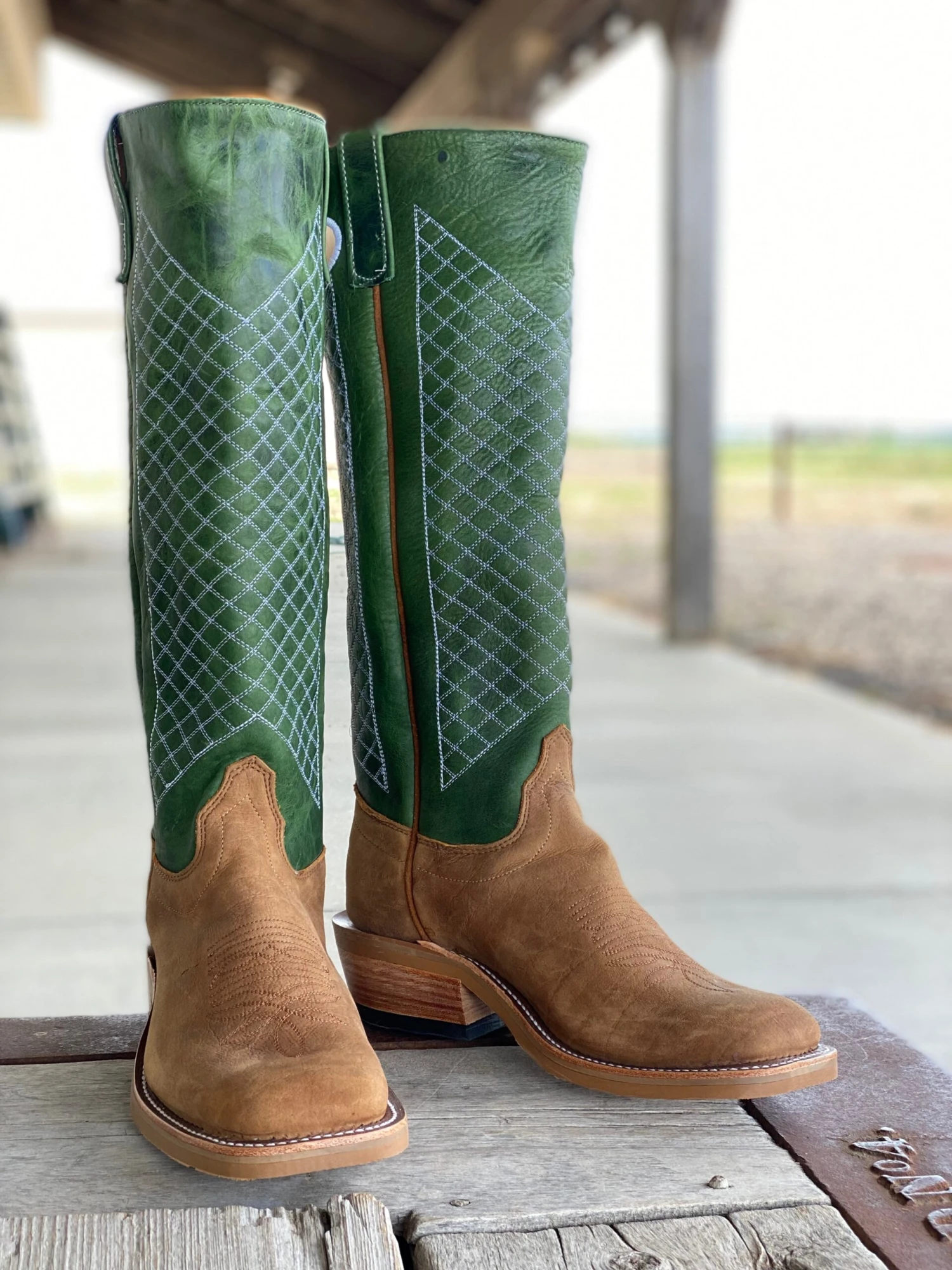 Olathe Boot Co. | Natural Brahma Bison/Jade Navajo Boot 3 Olathe Boot Co. | Natural Brahma Bison/Jade Navajo Boot