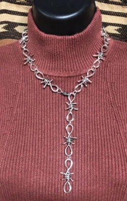 Rustic Rose Jewelry | Large Barbed Wire Lariat Necklaces