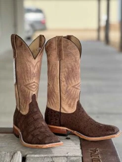 Anderson Bean | Chocolate Nubuck Alligator Boot