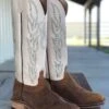 Olathe Boot Co. | Wheatbuck Waxy Kudu/ Block Heel Tall Top Boot -Western Cowboy Equipment Shop IMG 7928