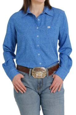 Cinch | Ladies Blue Print LS Arenaflex Shirt