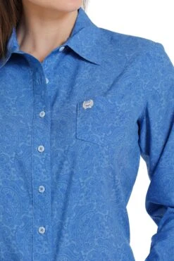 Cinch | Ladies Blue Print LS Arenaflex Shirt -Western Cowboy Equipment Shop MSW9163014 3