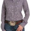Cinch | Ladies Lilac Print LS Arenaflex Shirt -Western Cowboy Equipment Shop MSW9163018