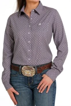 Cinch | Ladies Lilac Print LS Arenaflex Shirt