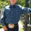 Cinch | Boys Western Navy Print LS Shirt -Western Cowboy Equipment Shop MTW7020092 1