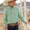 Cinch | Boys Green Print LS Shirt -Western Cowboy Equipment Shop MTW7060310