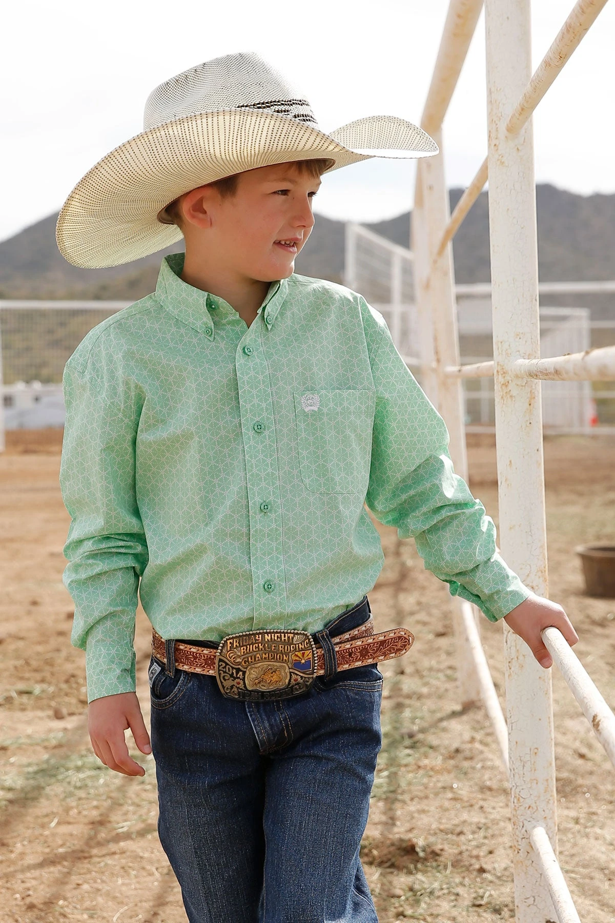 Cinch | Boys Green Print LS Shirt 3 Cinch | Boys Green Print LS Shirt