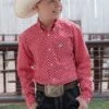 Cinch | Boy's Red Print LS Shirt -Western Cowboy Equipment Shop MTW7060313