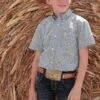 Cinch | Green Print Boys SS Shirt -Western Cowboy Equipment Shop MTW7140029