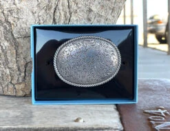 MF Oval Floral Buckle Antq Silver Adult